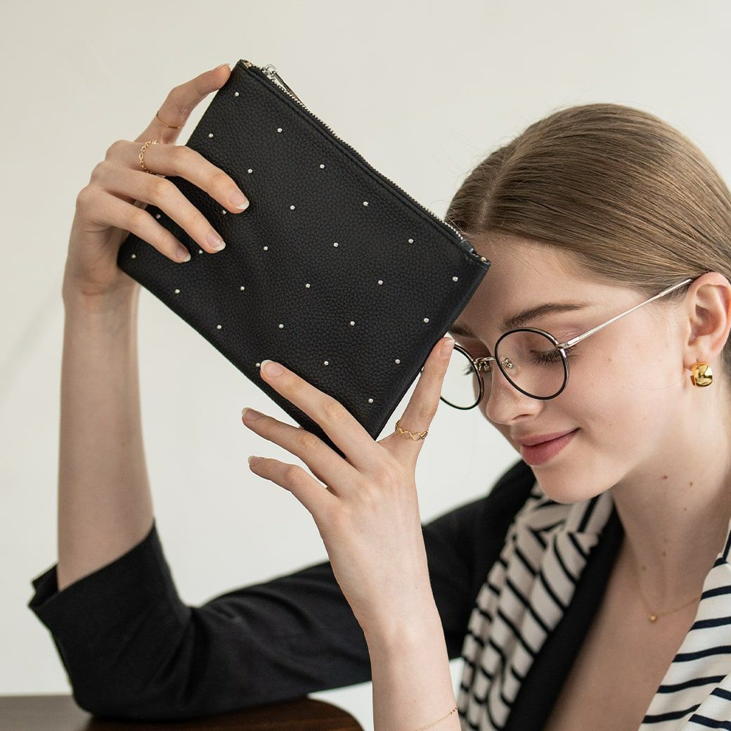 ポーチ レディース 大人 本革 牛革【Dot leather pouch ドットレザー  