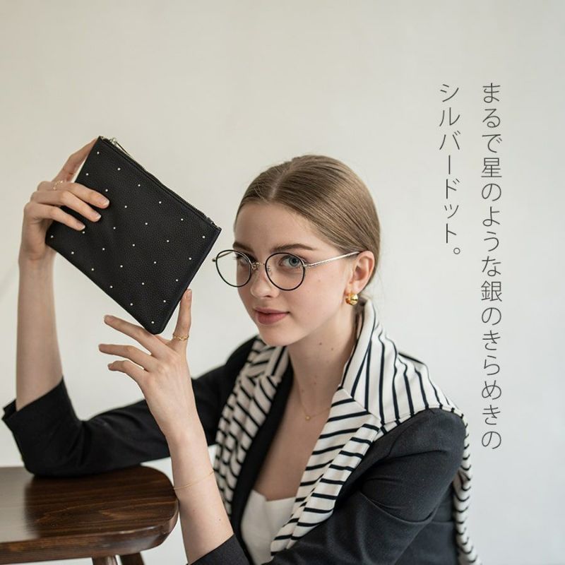 ポーチ レディース 大人 本革 牛革【Dot leather pouch ドットレザー