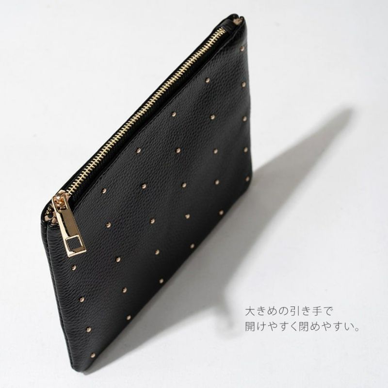 ポーチ レディース 大人 本革 牛革【Dot leather pouch ドット