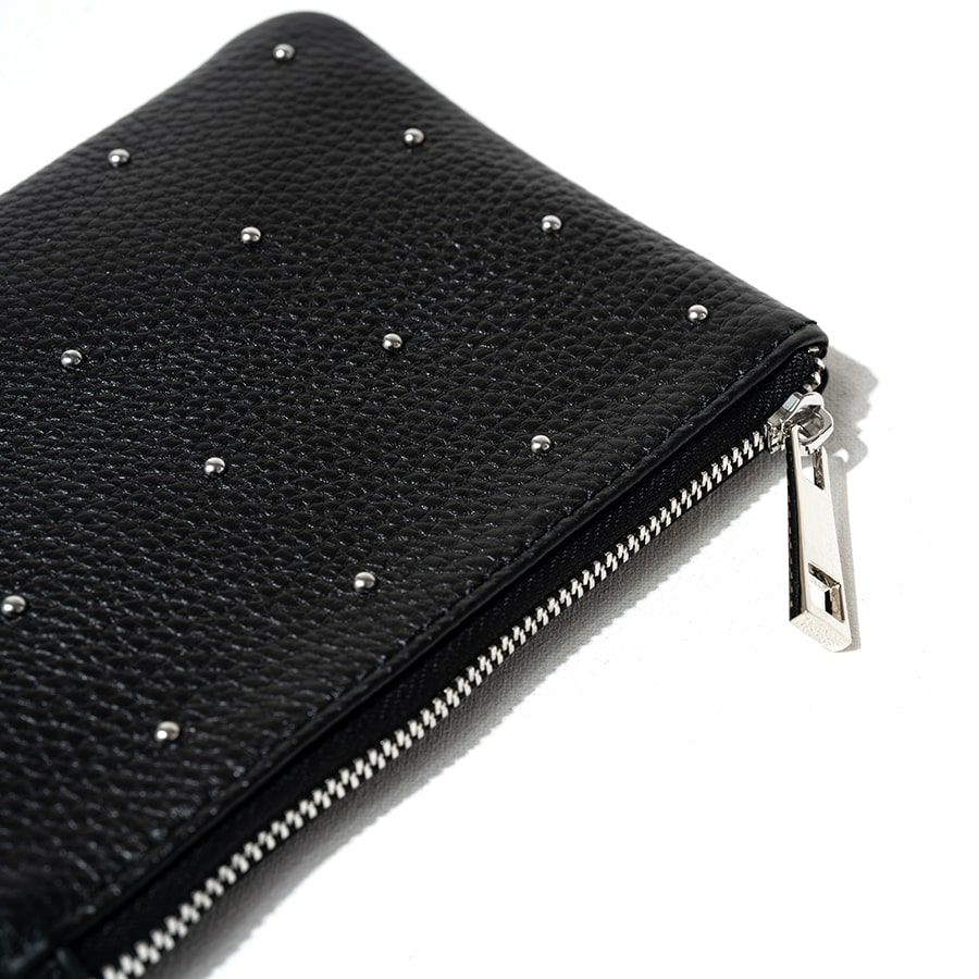 ポーチレディース大人本革牛革レザーポーチドット水玉スタッズ上品【DotleatherpouchドットレザーポーチSサイズ】スクエアかわいいおしゃれ通勤通学旅ギフトプレゼントブランドHAYNIヘイニ