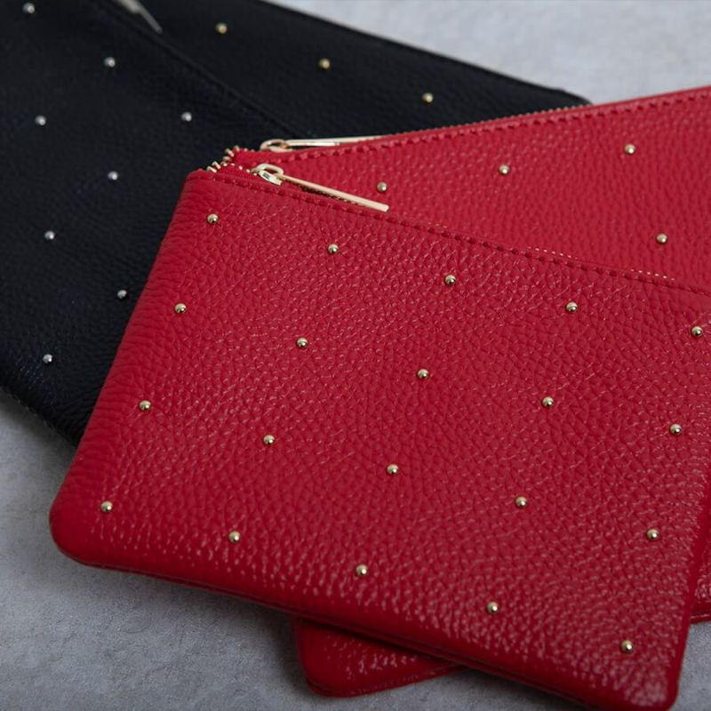 ポーチ レディース 大人 本革【Dot leather pouch ドットレザーポーチ