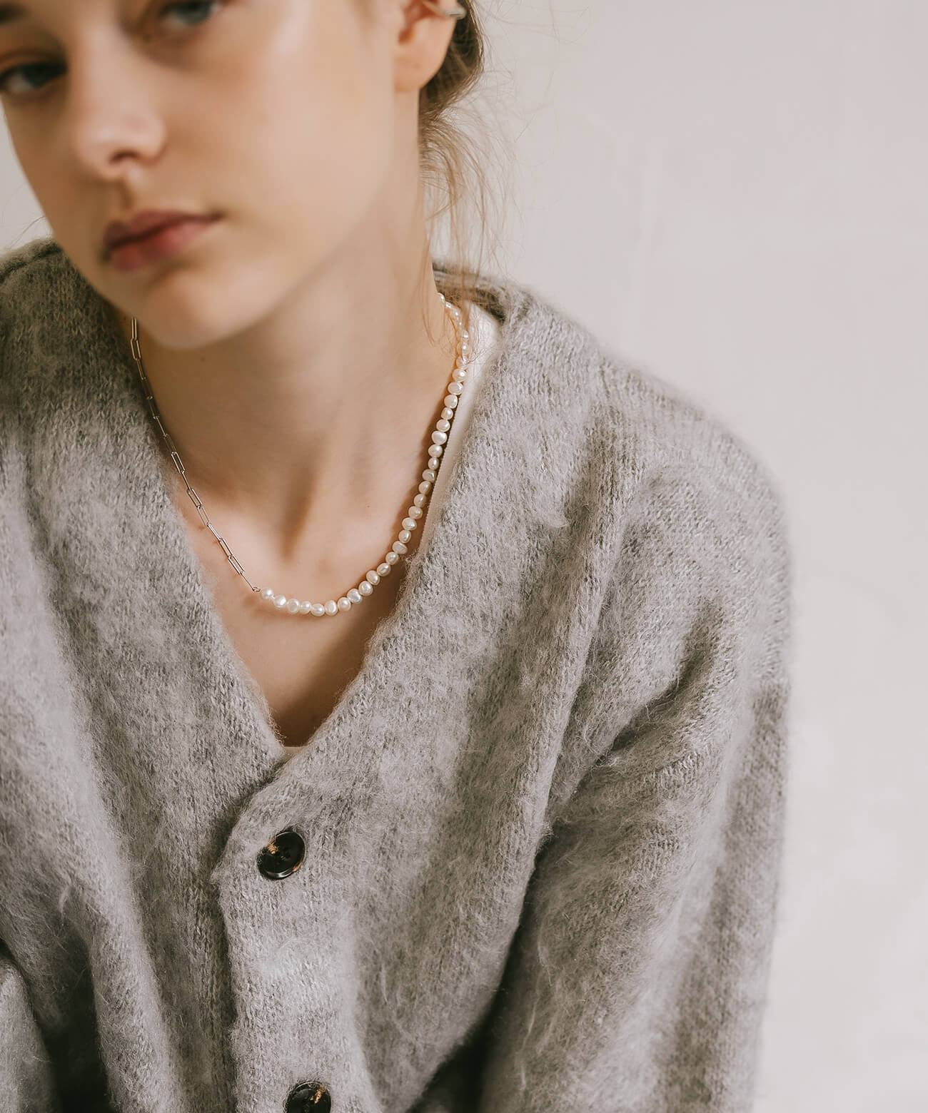 パールネックレスバロックパールレディースシンプル【Afrizo-Miktos-NKアフリジオ・ミクトス】小粒シルバーゴールドネックレスチェーン金属アレルギー対応シルバー925silver925小豆チェーン長さ40cm+5cmおしゃれ大人