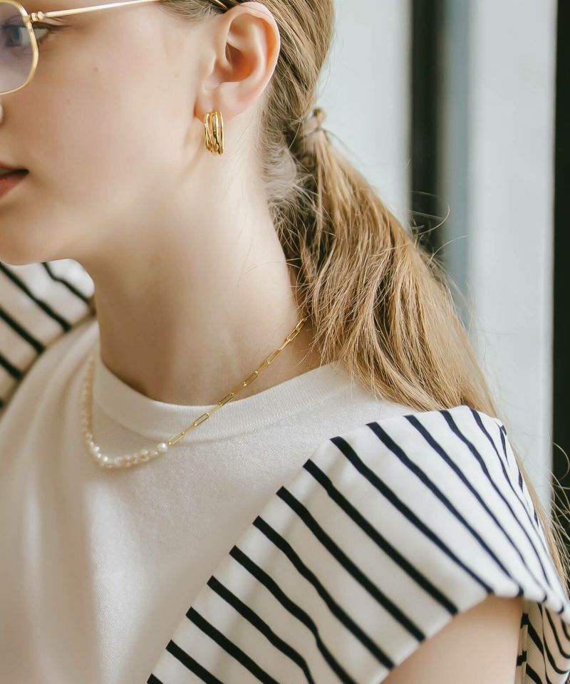 パールネックレスバロックパールレディースシンプル【Afrizo-Miktos-NKアフリジオ・ミクトス】小粒シルバーゴールドネックレスチェーン金属アレルギー対応シルバー925silver925小豆チェーン長さ40cm+5cmおしゃれ大人