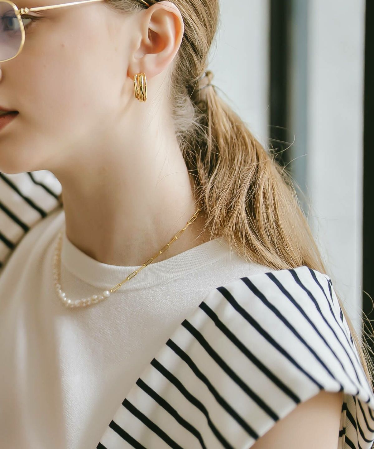 パールネックレスバロックパールレディースシンプル【Afrizo-Miktos-NKアフリジオ・ミクトス】小粒シルバーゴールドネックレスチェーン金属アレルギー対応シルバー925silver925小豆チェーン長さ40cm+5cmおしゃれ大人