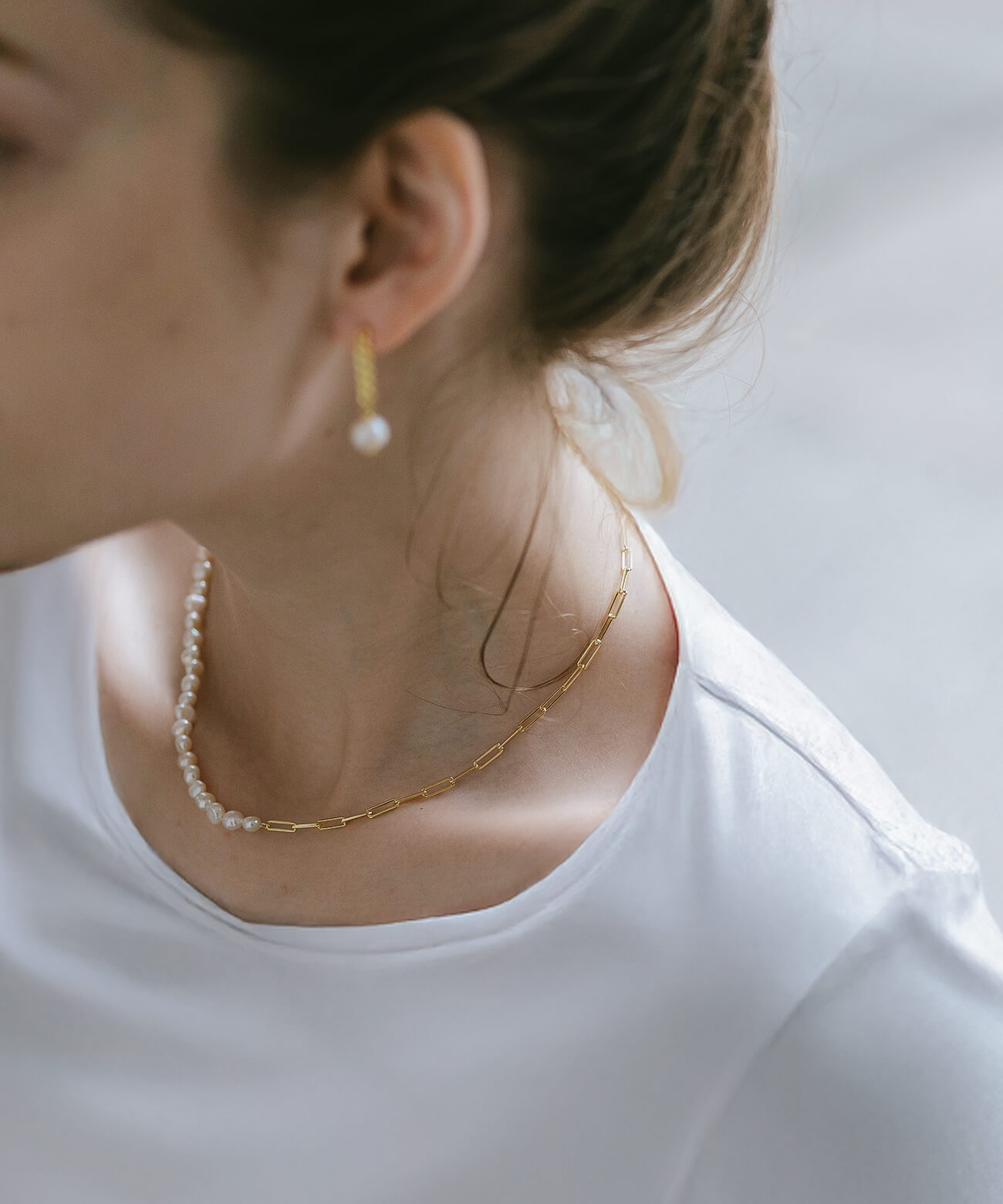 パールネックレスバロックパールレディースシンプル【Afrizo-Miktos-NKアフリジオ・ミクトス】小粒シルバーゴールドネックレスチェーン金属アレルギー対応シルバー925silver925小豆チェーン長さ40cm+5cmおしゃれ大人