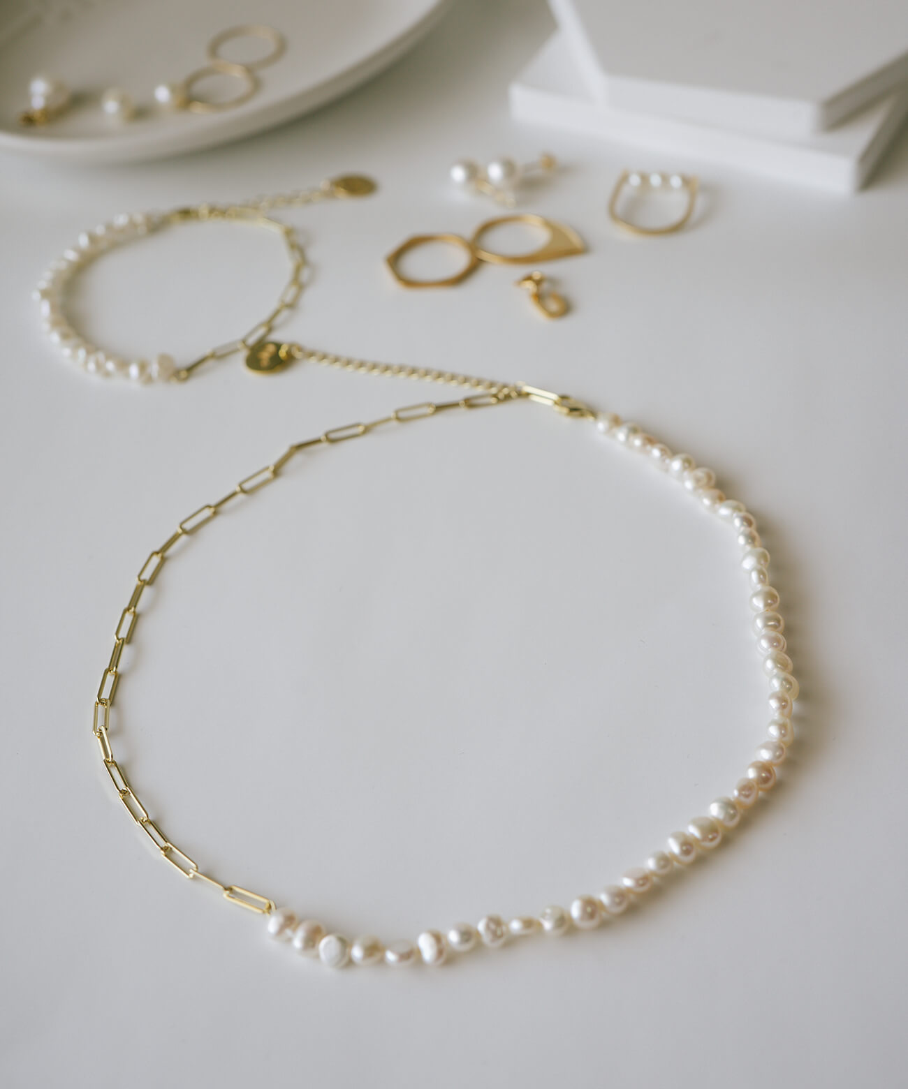 パールネックレスバロックパールレディースシンプル【Afrizo-Miktos-NKアフリジオ・ミクトス】小粒シルバーゴールドネックレスチェーン金属アレルギー対応シルバー925silver925小豆チェーン長さ40cm+5cmおしゃれ大人