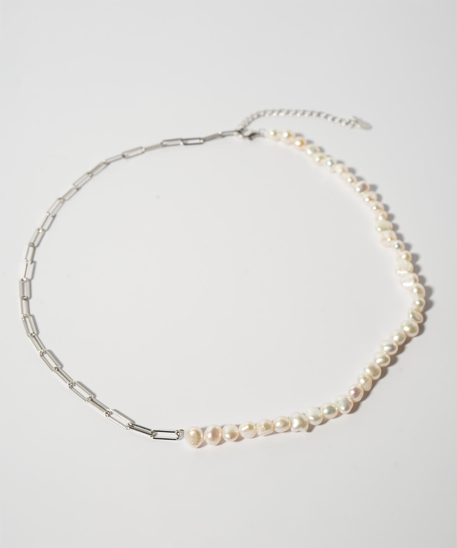 パールネックレスバロックパールレディースシンプル【Afrizo-Miktos-NKアフリジオ・ミクトス】小粒シルバーゴールドネックレスチェーン金属アレルギー対応シルバー925silver925小豆チェーン長さ40cm+5cmおしゃれ大人