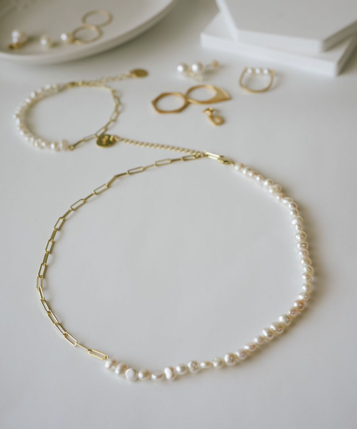 パールネックレスバロックパールレディースシンプル【Afrizo-Miktos-NKアフリジオ・ミクトス】小粒シルバーゴールドネックレスチェーン金属アレルギー対応シルバー925silver925小豆チェーン長さ40cm+5cmおしゃれ大人