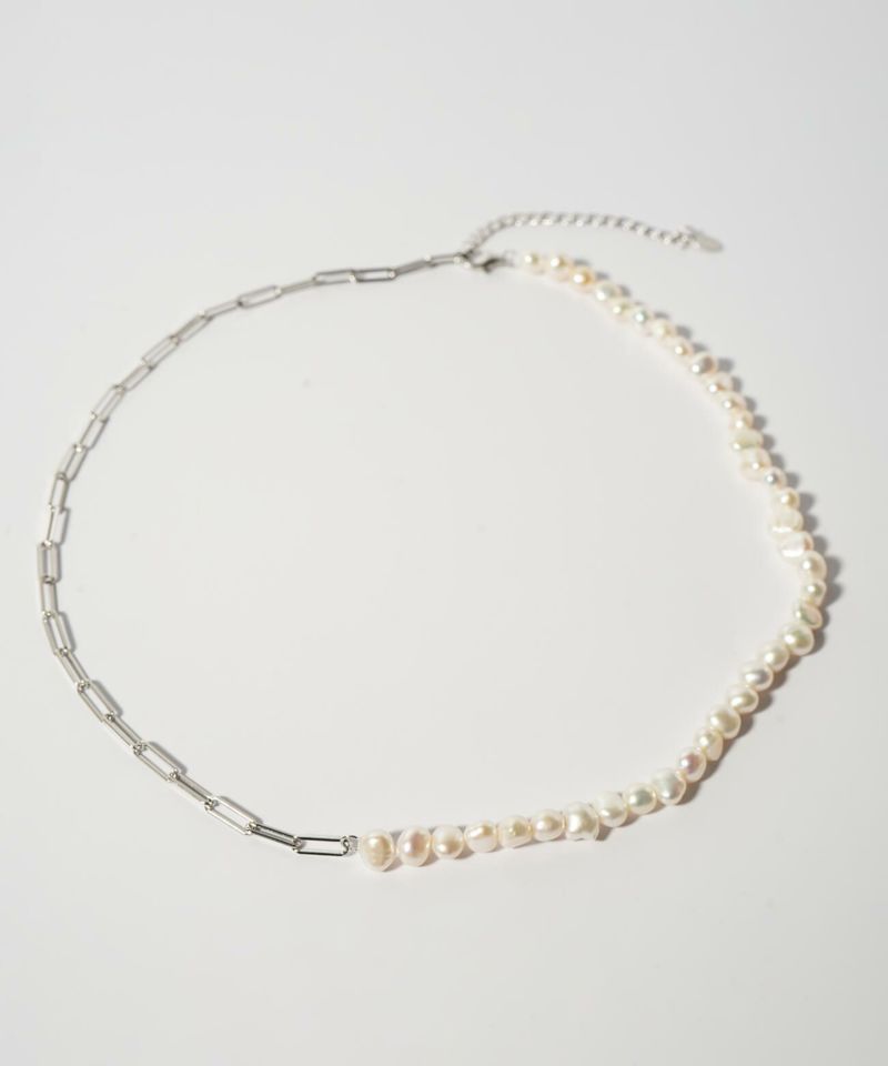 パールネックレスバロックパールレディースシンプル【Afrizo-Miktos-NKアフリジオ・ミクトス】小粒シルバーゴールドネックレスチェーン金属アレルギー対応シルバー925silver925小豆チェーン長さ40cm+5cmおしゃれ大人