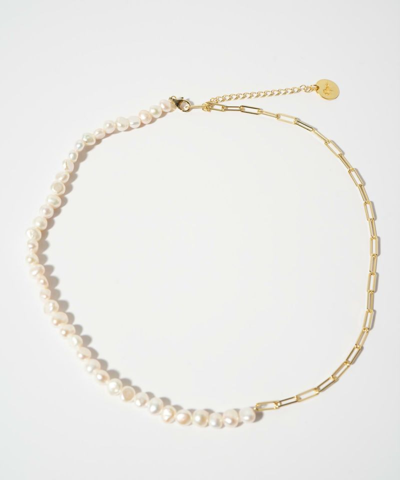 パールネックレスバロックパールレディースシンプル【Afrizo-Miktos-NKアフリジオ・ミクトス】小粒シルバーゴールドネックレスチェーン金属アレルギー対応シルバー925silver925小豆チェーン長さ40cm+5cmおしゃれ大人