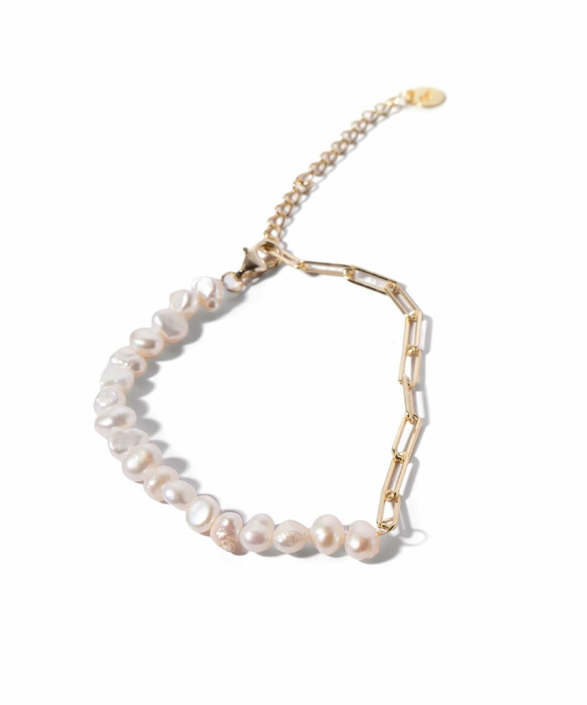 金属アレルギー対応シルバー925ゴールドブレスレットレディース18k仕上げチェーン【afrizo-miktos-brアフリジオ・ミクトス】バロックパール18金k18チェーンブレスレットgoldパール淡水パールシルバー華奢大ぶりざっくりバングルレディースおしゃれ