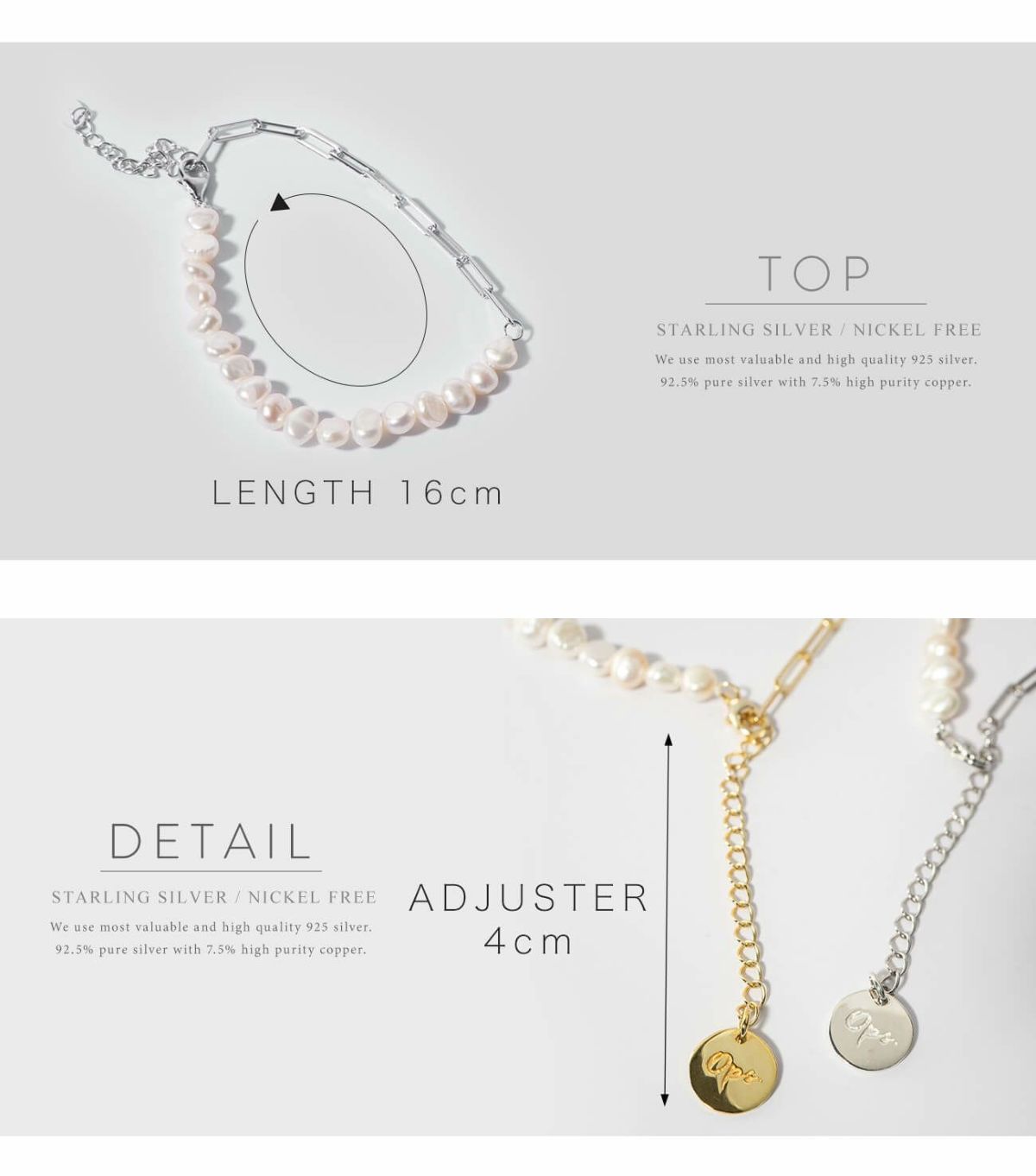 金属アレルギー対応シルバー925ゴールドブレスレットレディース18k仕上げチェーン【afrizo-miktos-brアフリジオ・ミクトス】バロックパール18金k18チェーンブレスレットgoldパール淡水パールシルバー華奢大ぶりざっくりバングルレディースおしゃれ