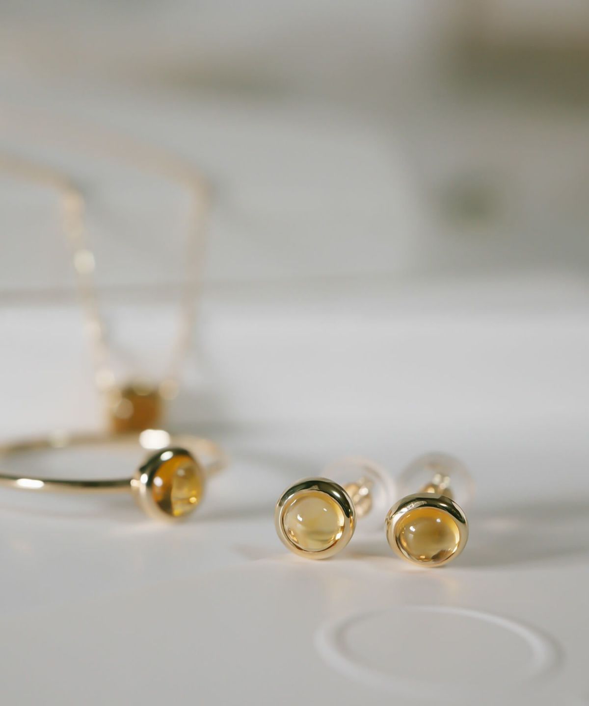 シトリン オレンジ お守り 天然石 ピアス カボションカット LUPAUS ルパウ