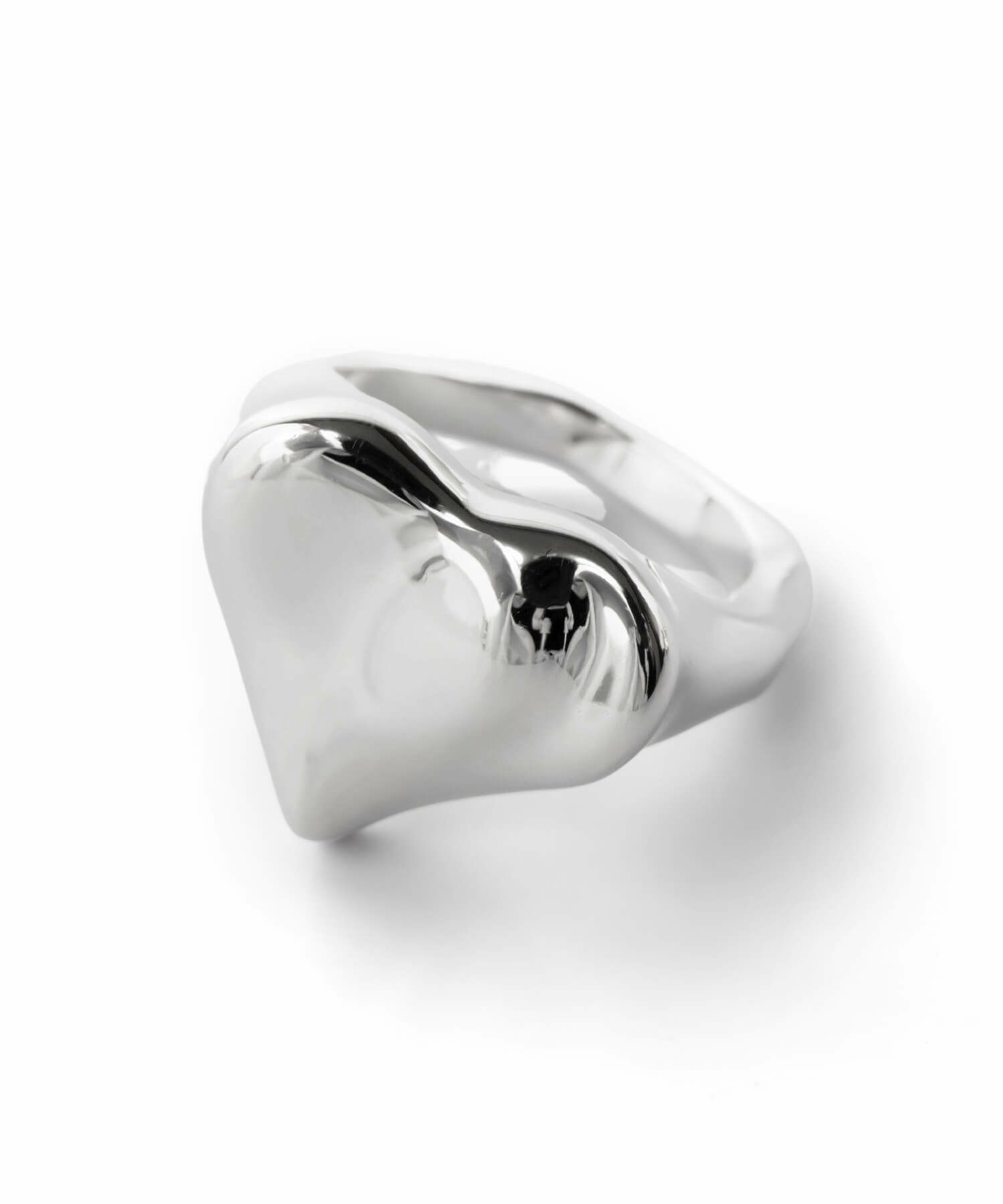 リングレディースメンズシルバー925ゴールド指輪【mellow-heart-ringメロウハート】シルバーリング太めハートシルバー925k18仕上げフラットリング槌目18k18金シンプルゴールド18K仕上げシルバーリング`