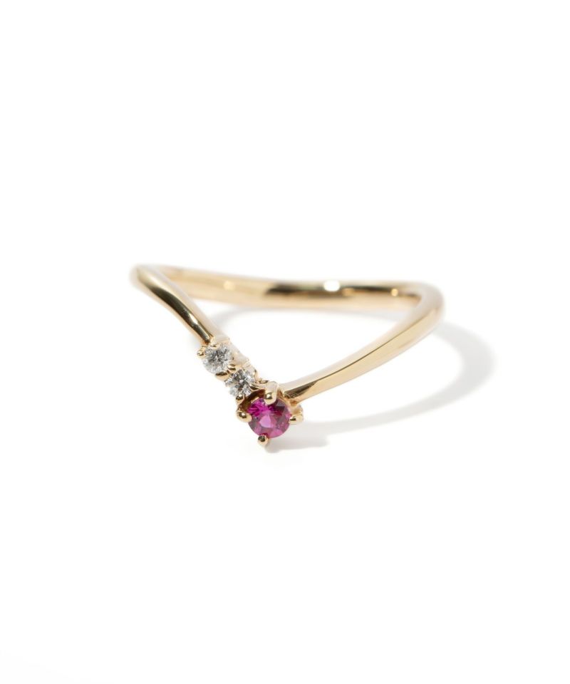 リング天然石カラーストーン指輪k10華奢【terra-kladiaテラ・クラディア】Vシェイプゴールド10kエメラルドルビーリング重ねづけ金属アレルギー対応誕生石リングパワーストーンお守り指輪レディースおしゃれプレゼント女性誕生日30代40代50代