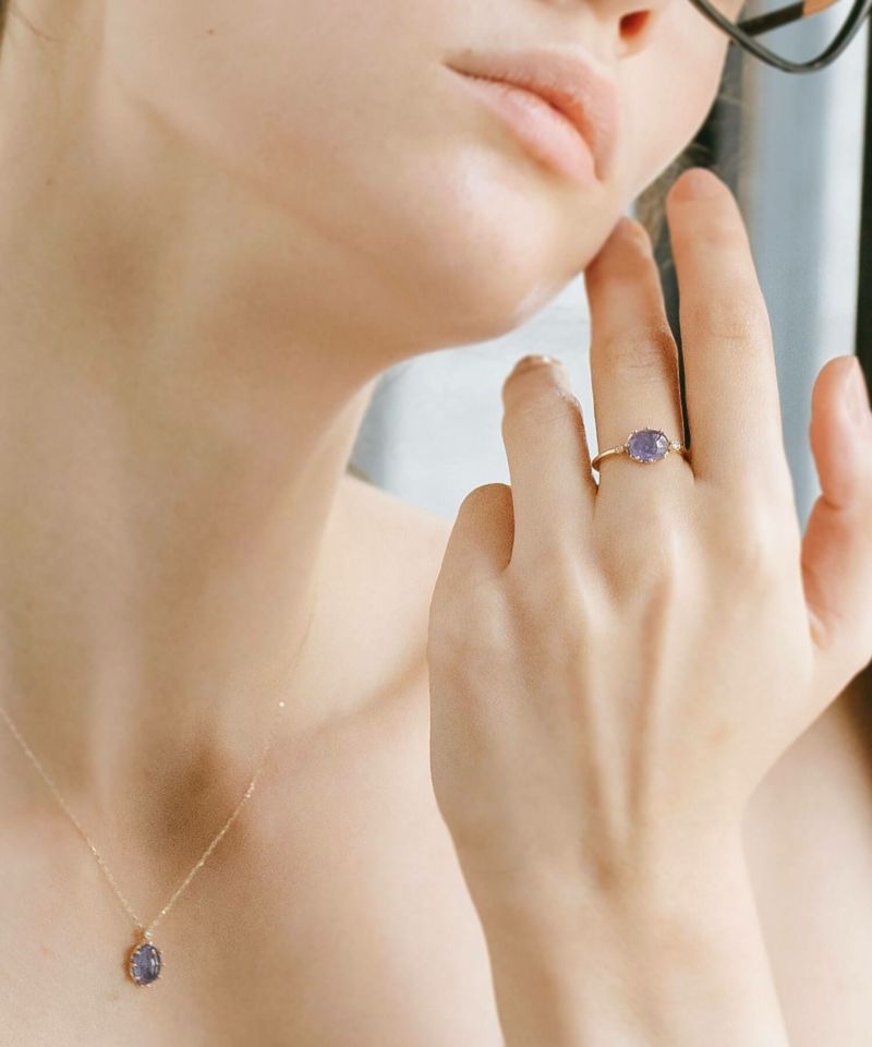 タンザナイトリングダイヤモンドイエローゴールド【elia-ett-ringエリア・エット】天然石リング大粒10K金属アレルギー対応楕円オーバル10金k10色ーゴールドオパール指輪おしゃれシンプル大ぶり誕生石リング大きい石パワーストーンお守り