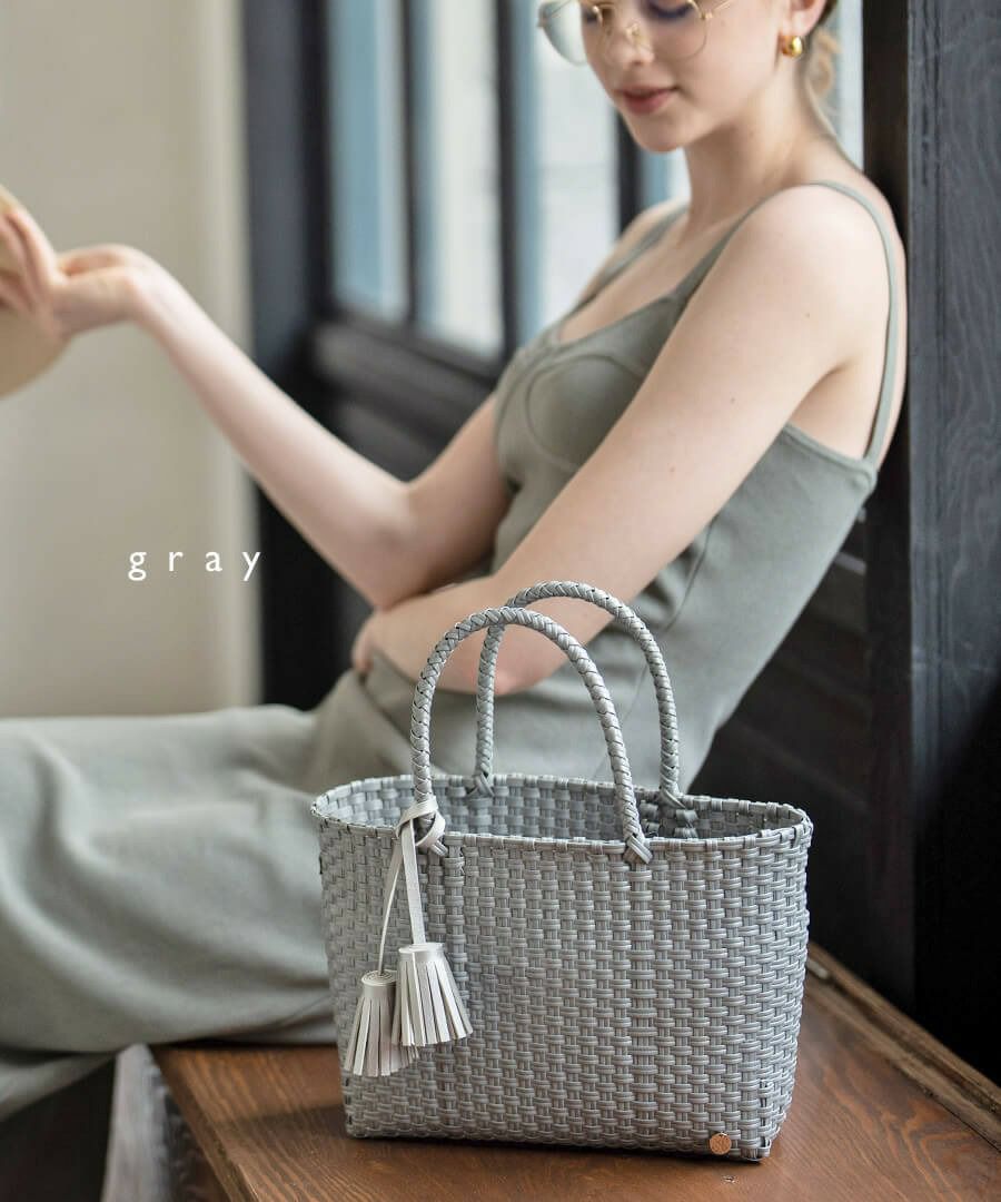 夏バッグ メルカドバッグ かごバッグ トートバッグ レディース 軽い ミニトート ビニールバッグ プールバッグ【Bacerra ベセラ Sサイズ】マルシェバッグ エコバッグ アウトドア カゴバッグ シンプル 可愛い お守り チャーム プレゼント ブランド HAYNI ヘイニ