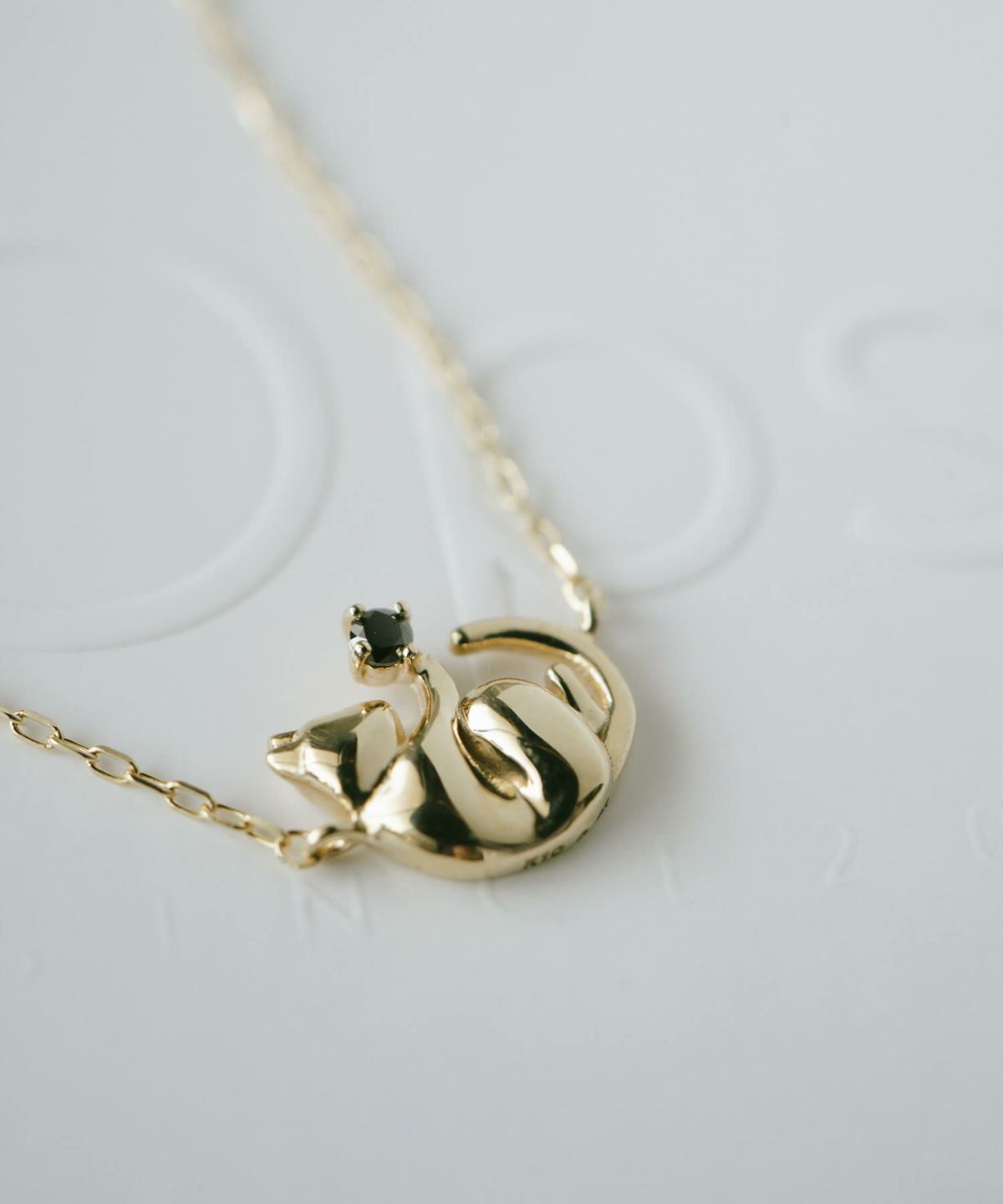 10K ダイヤモンド ネコ ネックレス チェーン ゴールド