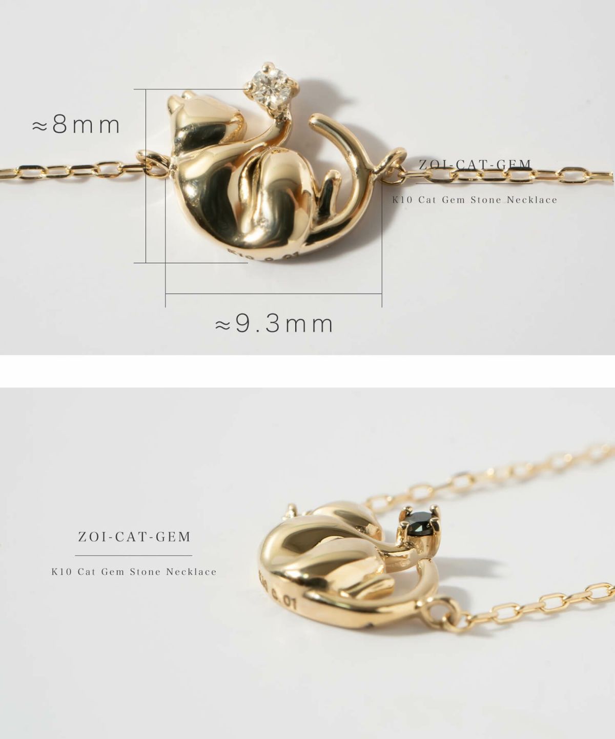 10K ダイヤモンド ネコ ネックレス チェーン ゴールド