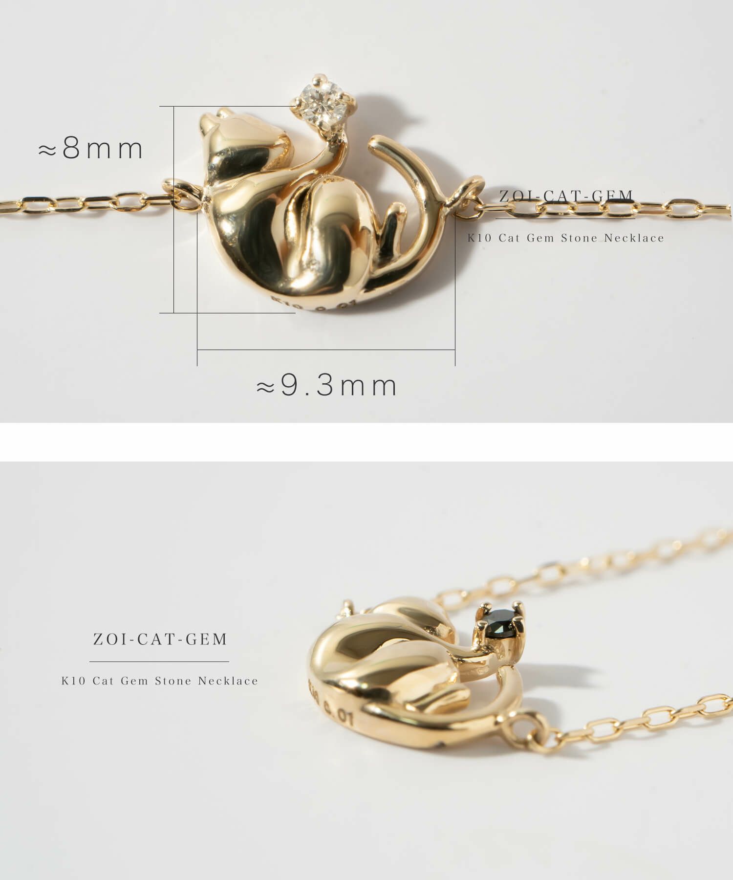 10K ダイヤモンド ネコ ネックレス チェーン ゴールド