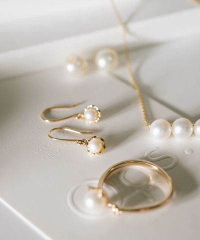 K18 Twin Pearl Harf Cap Earrings POLLUX -ポルクス- | Ops.(オプス