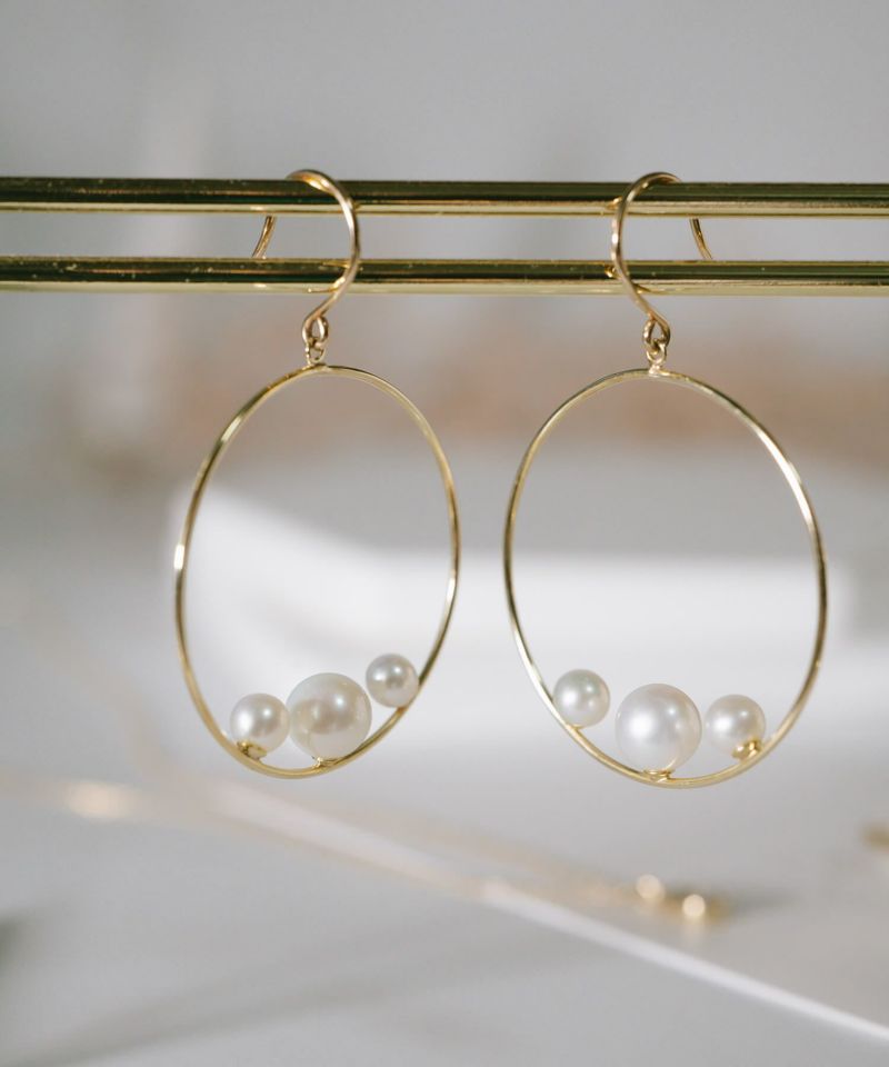 パール ピアス 揺れる フープ 【perle-perka ペルル・ペルカ