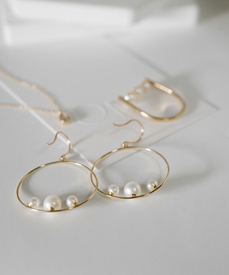 パール ピアス 揺れる フープ 【perle-perka ペルル・ペルカ】 淡水