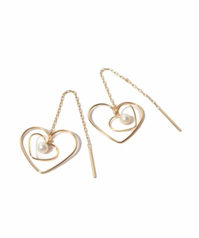 25A 甘め x 豪華パール【CHANEL】ハートが揺れる♡ ピアス 大人可愛い【CHANEL】CCロゴ パール ハート ピアス