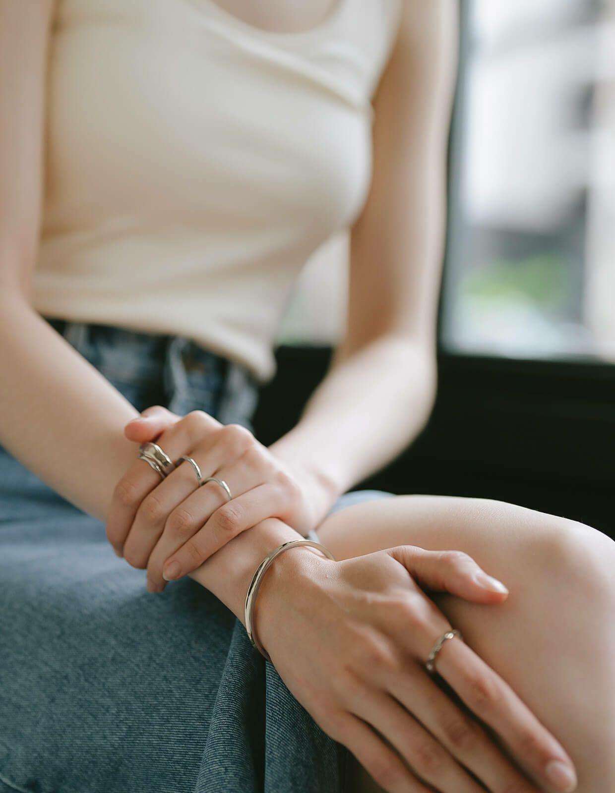 バングルレディースシルバーゴールド【RUKKIUルッキウ】華奢バングル細め細いオープンC型シルバー92518金仕上げ18kk18金属アレルギー対応バングルシンプルカジュアル腕時計スキンジュエリー