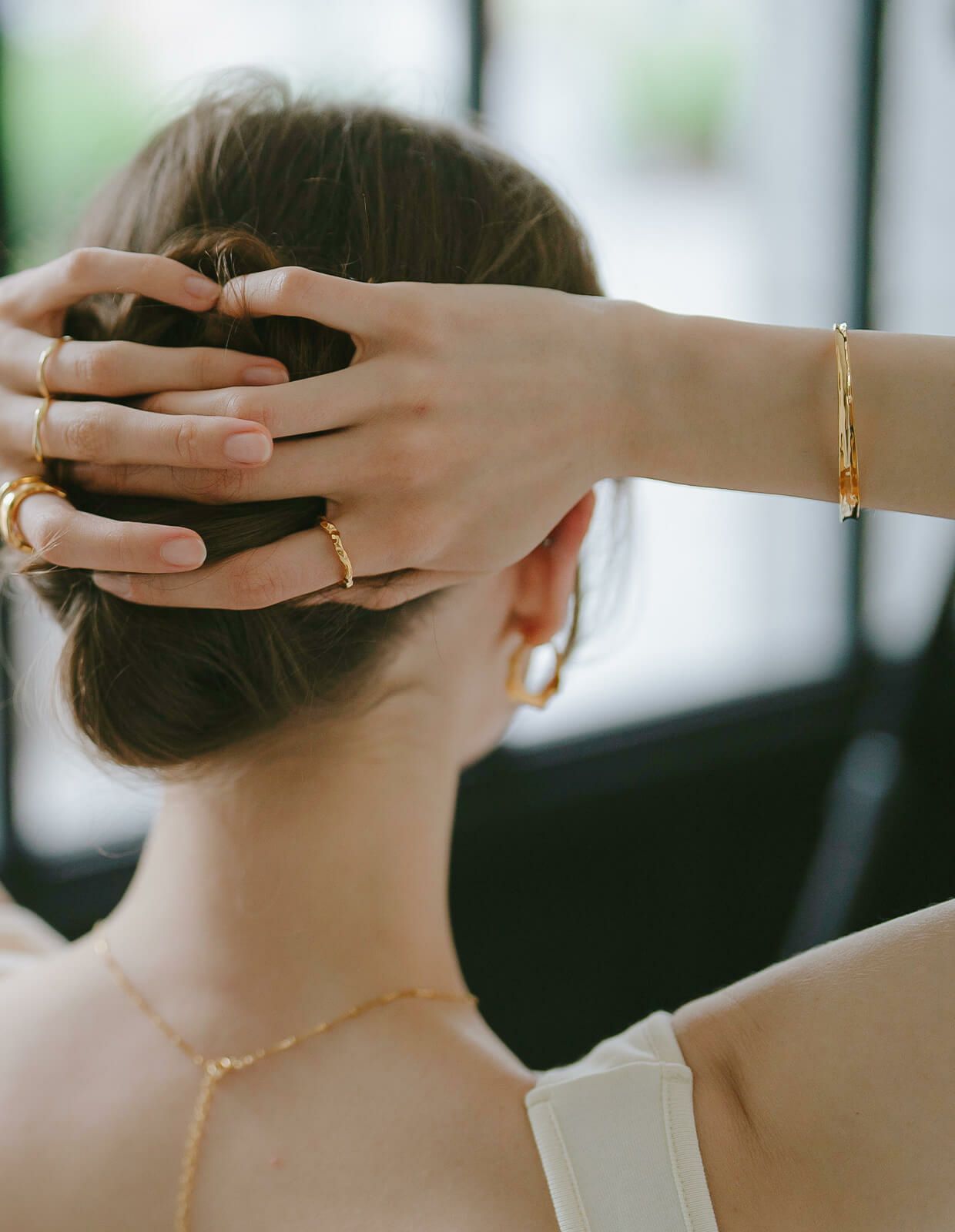 バングルレディースシルバーゴールド【RUKKIUルッキウ】華奢バングル細め細いオープンC型シルバー92518金仕上げ18kk18金属アレルギー対応バングルシンプルカジュアル腕時計スキンジュエリー