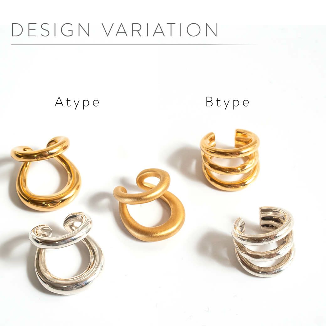 イヤーカフシンプルレディースシルバー925ノンホールピアスピアリング大ぶり【RHENEレーネ】18kゴールド仕上げイヤリングSilver925金属アレルギー対応片耳用フックピアスカジュアルフォーマルおしゃれ