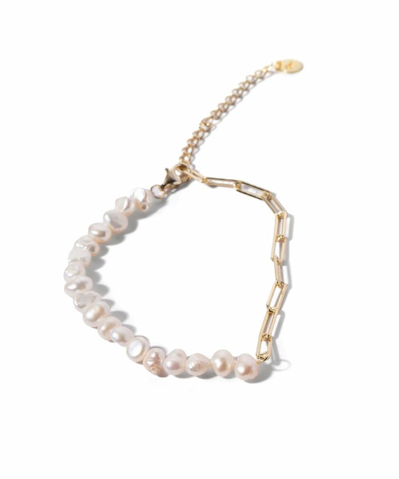 TV番組 衣装協力 金属アレルギー対応 シルバー925 ゴールド ブレスレット レディース 18k 仕上げ チェーン 【afrizo-miktos-br アフリジオ・ミクトス】 バロックパール 18金 k18 チェーンブレスレット gold パール 淡水パール シルバー 華奢 大ぶり ざっくり バングル