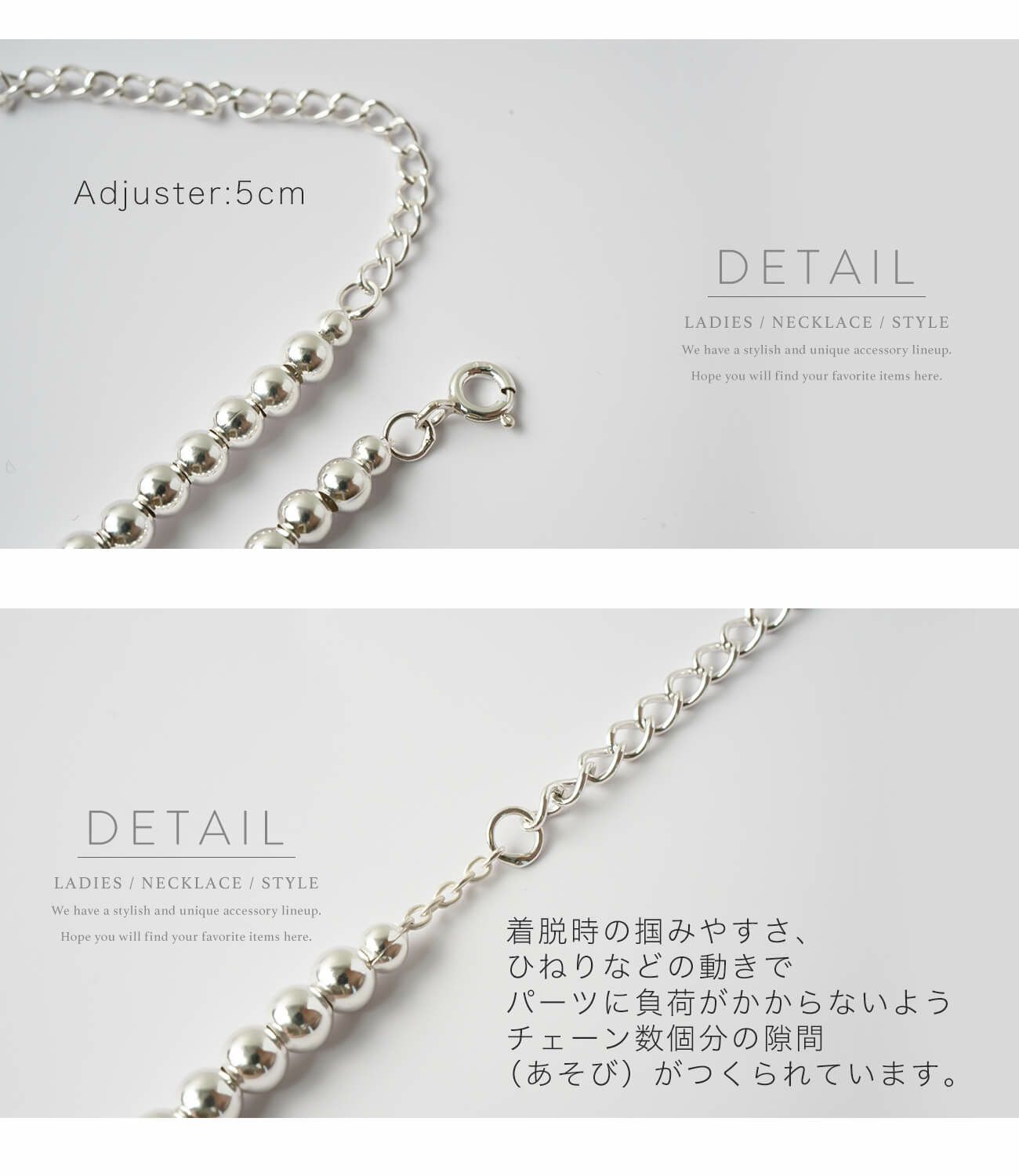 金属アレルギー対応ボールチェーンネックレス4mmレディースシンプル【PALMYLALongパルミラロング】丸玉ボールシルバー925silver925長さ95cm+5cmネックレスチェーン玉大ぶり太めおしゃれ大人可愛いギフト