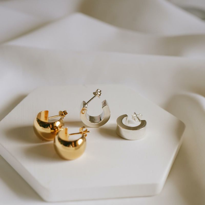 ピアス金属アレルギー対応【CAPPIOカッピオ】シルバー925フープピアス18K仕上げシルバーピアスゴールド大ぶりk18大きめピアスフープピアスアーチSilver92518金ニッケルフリーピアスシンプルレディース