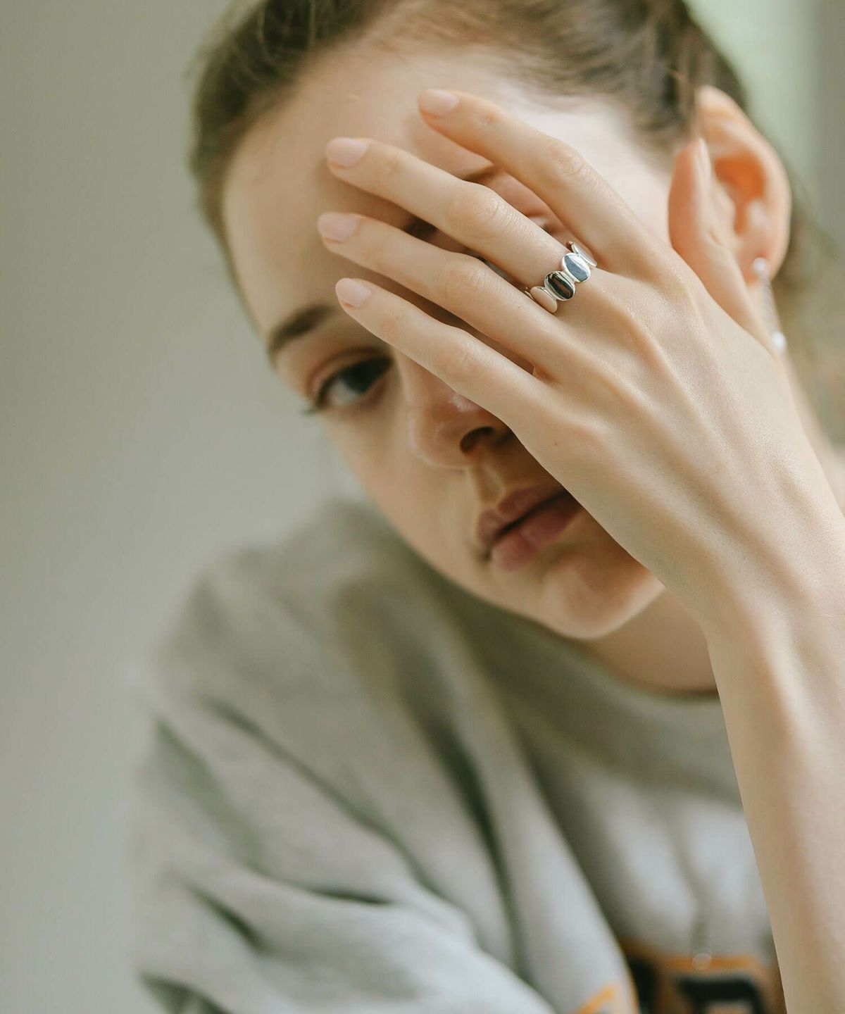 オーバルドットリング指輪レディースシルバーk18仕上げ【amalia-ringアマリア】ドットリングリングシルバー925ゴールドシンプル18k18金人差し指リング11号13号15号重ねづけリングシンプルシルバーリングニッケルフリーファッションリング