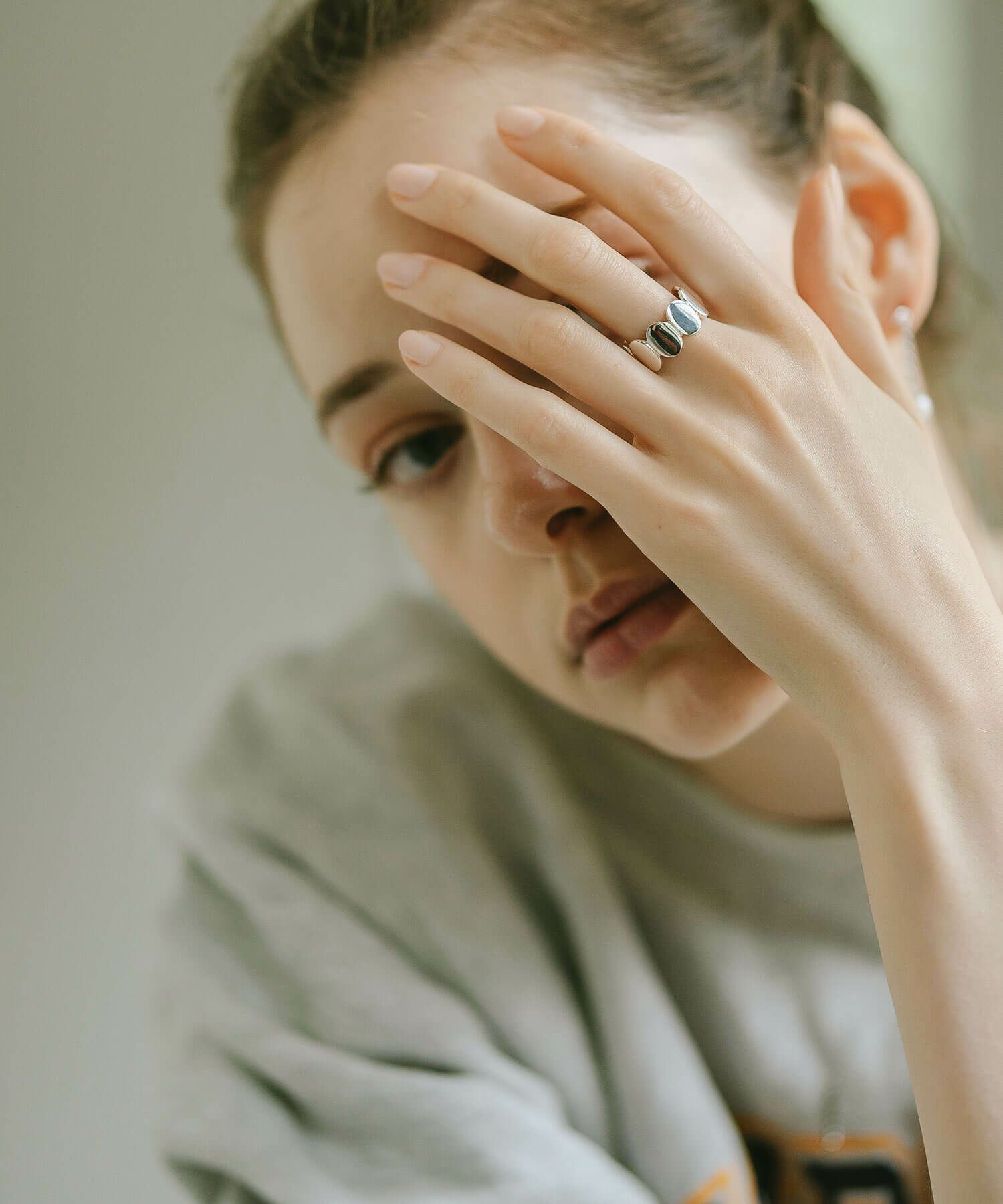 オーバルドットリング指輪レディースシルバーk18仕上げ【amalia-ringアマリア】ドットリングリングシルバー925ゴールドシンプル18k18金人差し指リング11号13号15号重ねづけリングシンプルシルバーリングニッケルフリーファッションリング