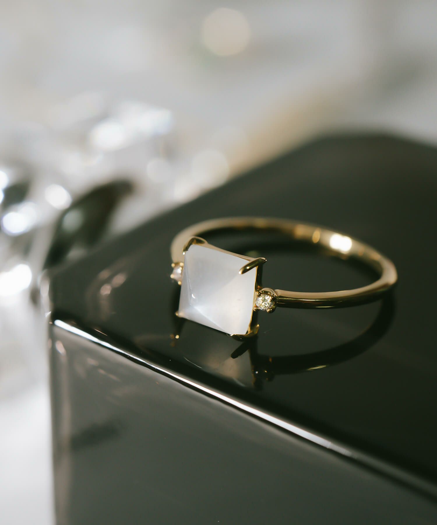 ムーンストーン ダイヤモンド 天然石 リング 10K【tetra-noll-ring 