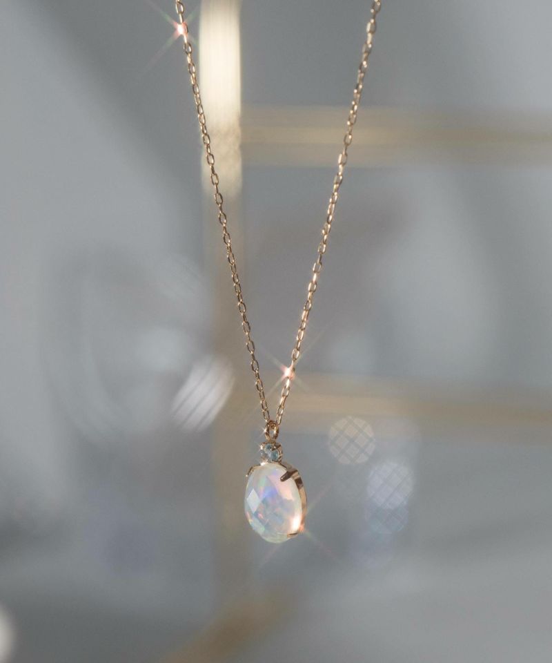 オパールネックレス天然石ブルートパーズイエローゴールド【gloa-noll-nkグロア・ノル】オーバルネックレスペンダントネックレスレディース40代50代30代10K金属アレルギー対応10金k10ゴールドおしゃれ誕生石ネックレスパワーストーンお守り