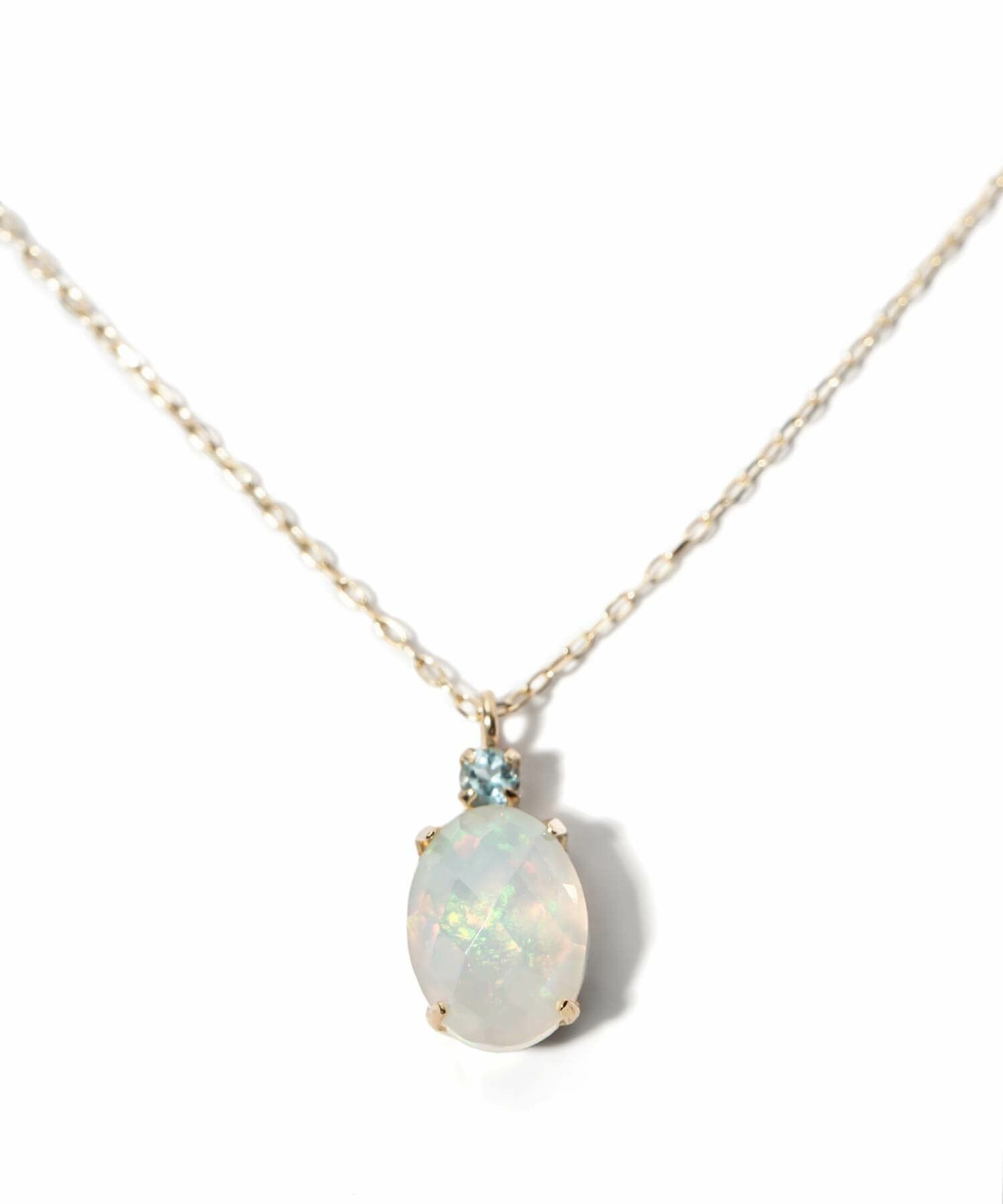 オパールネックレス天然石ブルートパーズイエローゴールド【gloa-noll-nkグロア・ノル】オーバルネックレスペンダントネックレスレディース40代50代30代10K金属アレルギー対応10金k10ゴールドおしゃれ誕生石ネックレスパワーストーンお守り