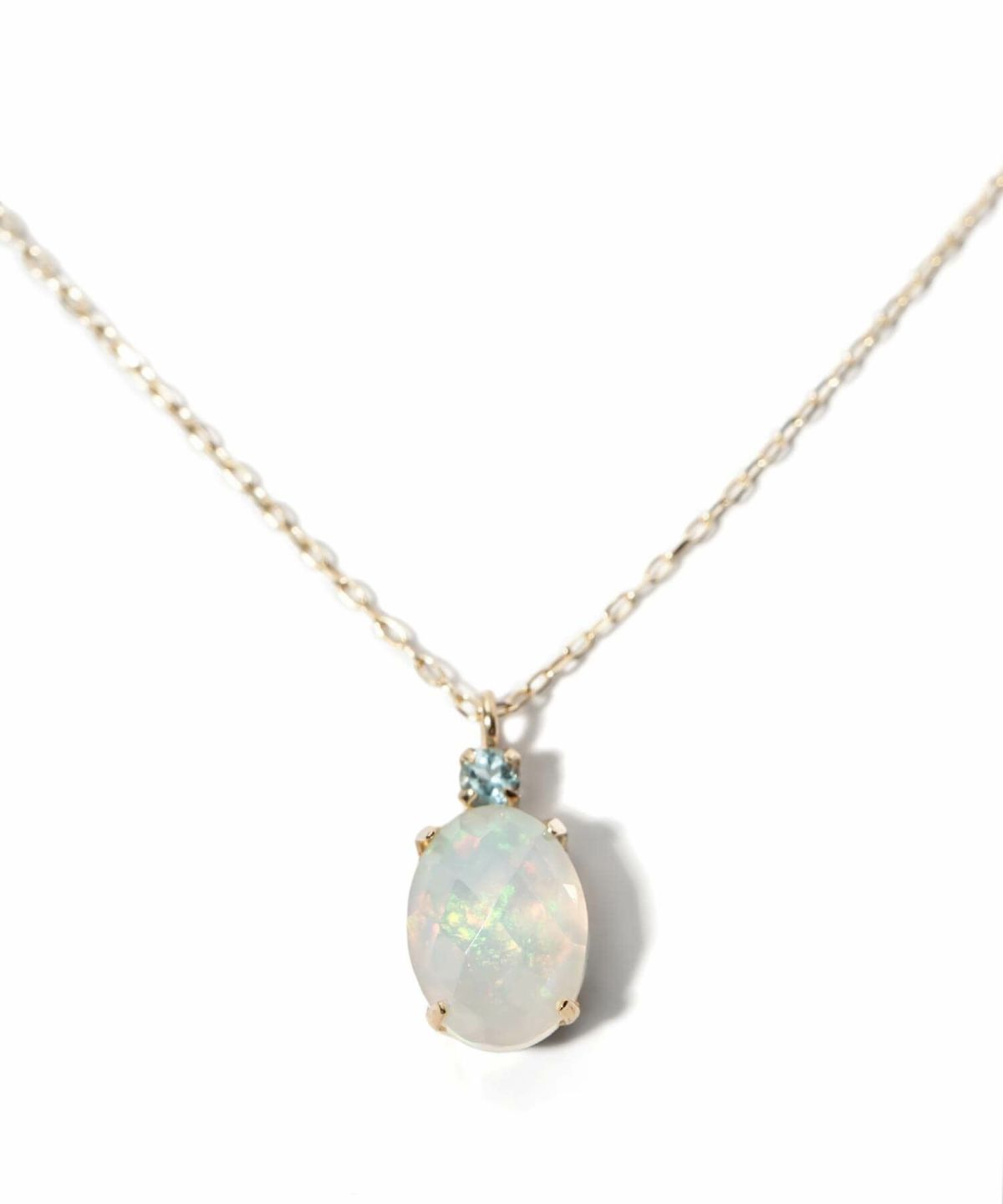 オパールネックレス天然石ブルートパーズイエローゴールド【gloa-noll-nkグロア・ノル】オーバルネックレスペンダントネックレスレディース40代50代30代10K金属アレルギー対応10金k10ゴールドおしゃれ誕生石ネックレスパワーストーンお守り