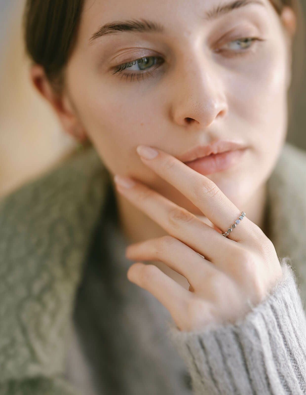 ドットリング指輪レディースシルバーk18仕上げ【kivia-ringキヴィア】ドットリングリングシルバー925ゴールドシンプル18k18金人差し指リング9号11号13号華奢細い重ねづけシンプルシルバーリングニッケルフリーファッションリング