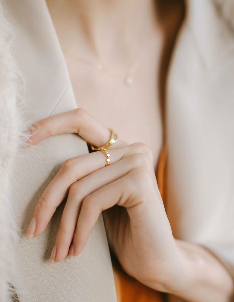 ドットリング指輪レディースシルバーk18仕上げ【kivia-ringキヴィア】ドットリングリングシルバー925ゴールドシンプル18k18金人差し指リング9号11号13号華奢細い重ねづけシンプルシルバーリングニッケルフリーファッションリング