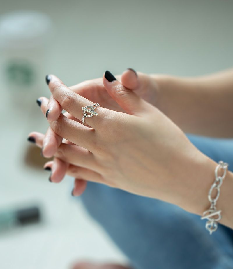 オパレデザイン丸リング【ファイ】シルバー925留め具モチーフあずきチェーンphii