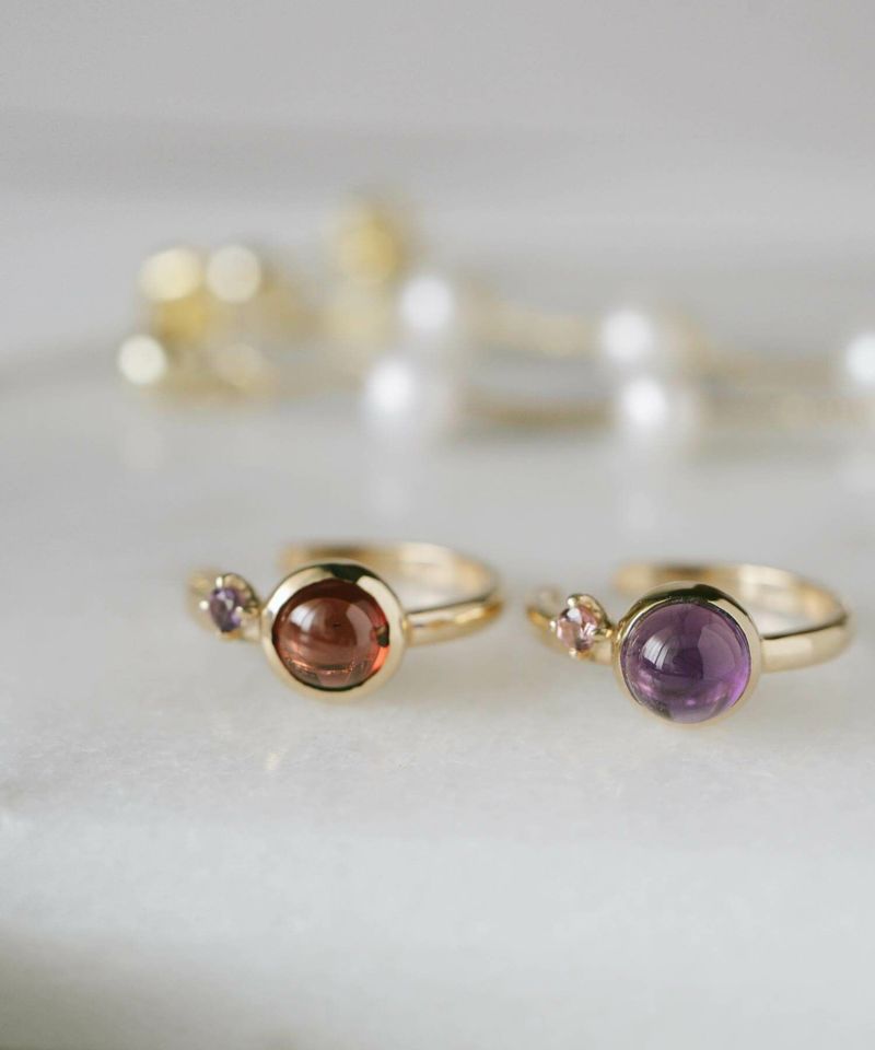 イヤーカフ金属アレルギー対応【lachtara-ettラフターラ・エット】イヤーカフレディース天然石アメジストガーネットアクセサリーK1010K10金ゴールドイヤーカフ可愛いシンプルキラキライヤーカフスイヤカフジュエリーノンホールピアスイヤリング