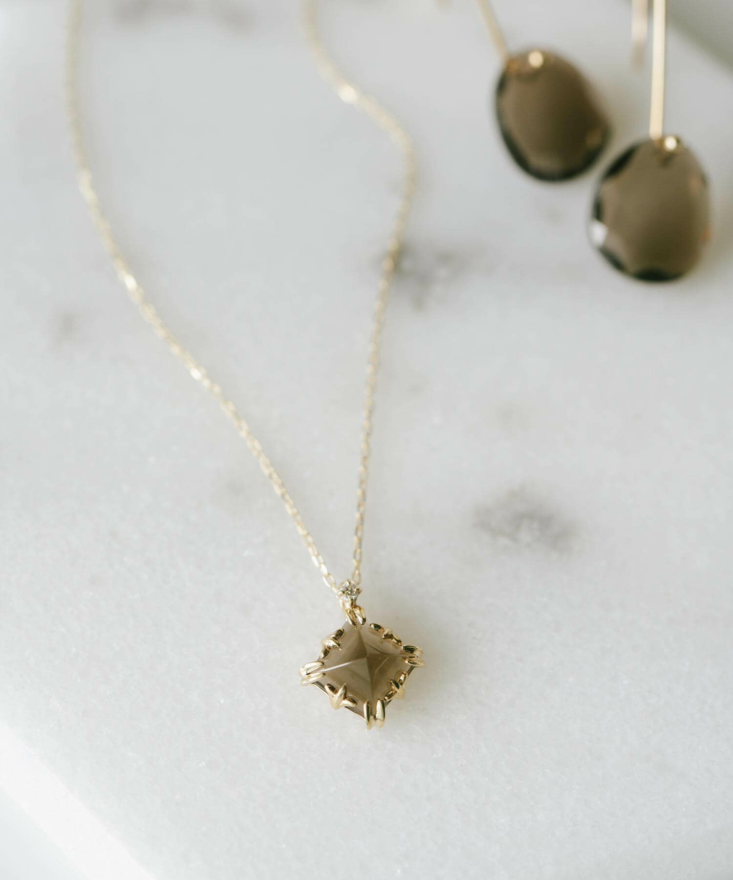 ブランド ネックレス チェーン スモーキークォーツ【tetra-atta-nk  