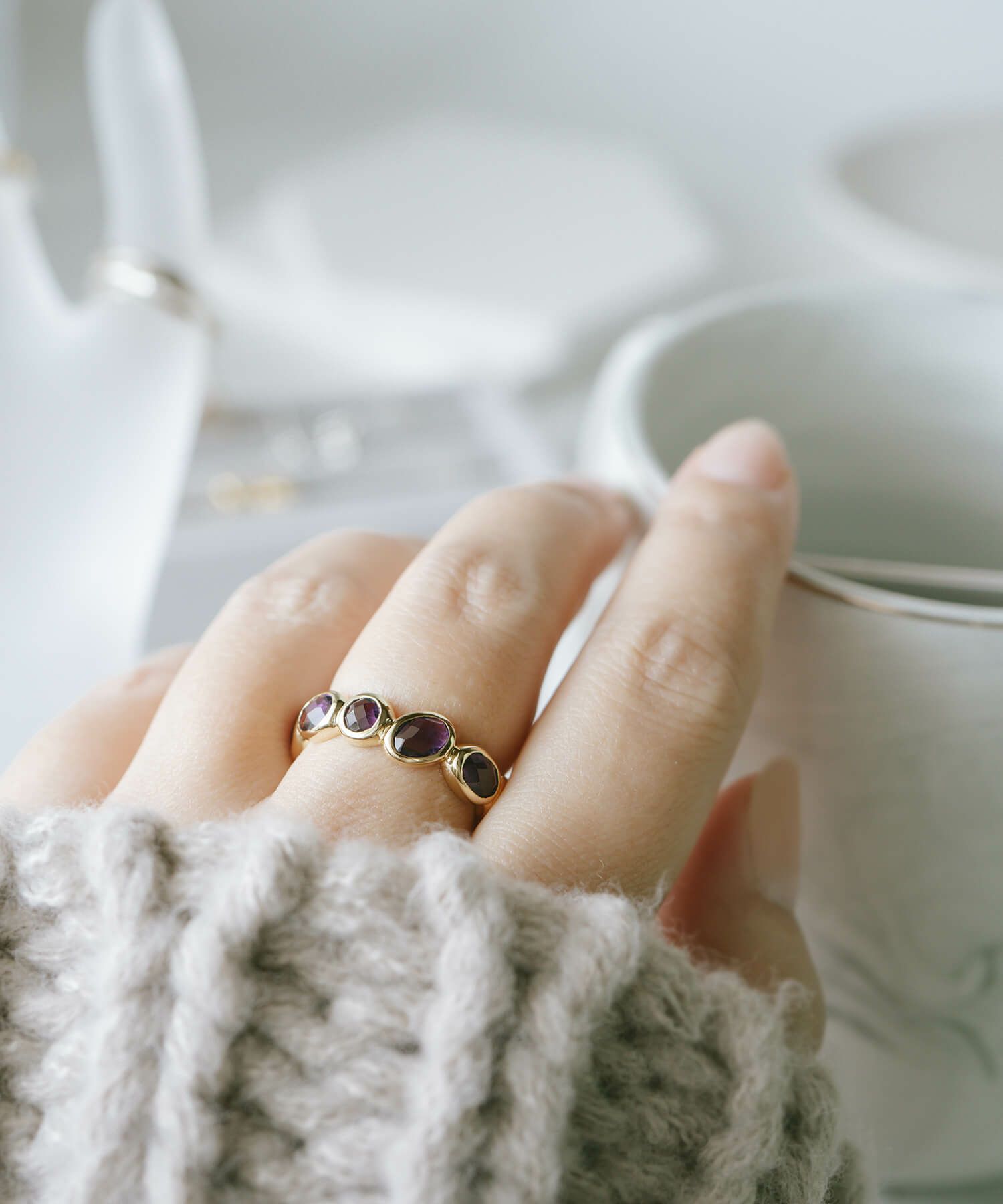 エタニティリング 人気 ブランド 天然石 普段使い ゴールド 大きめ カラフル アメジスト