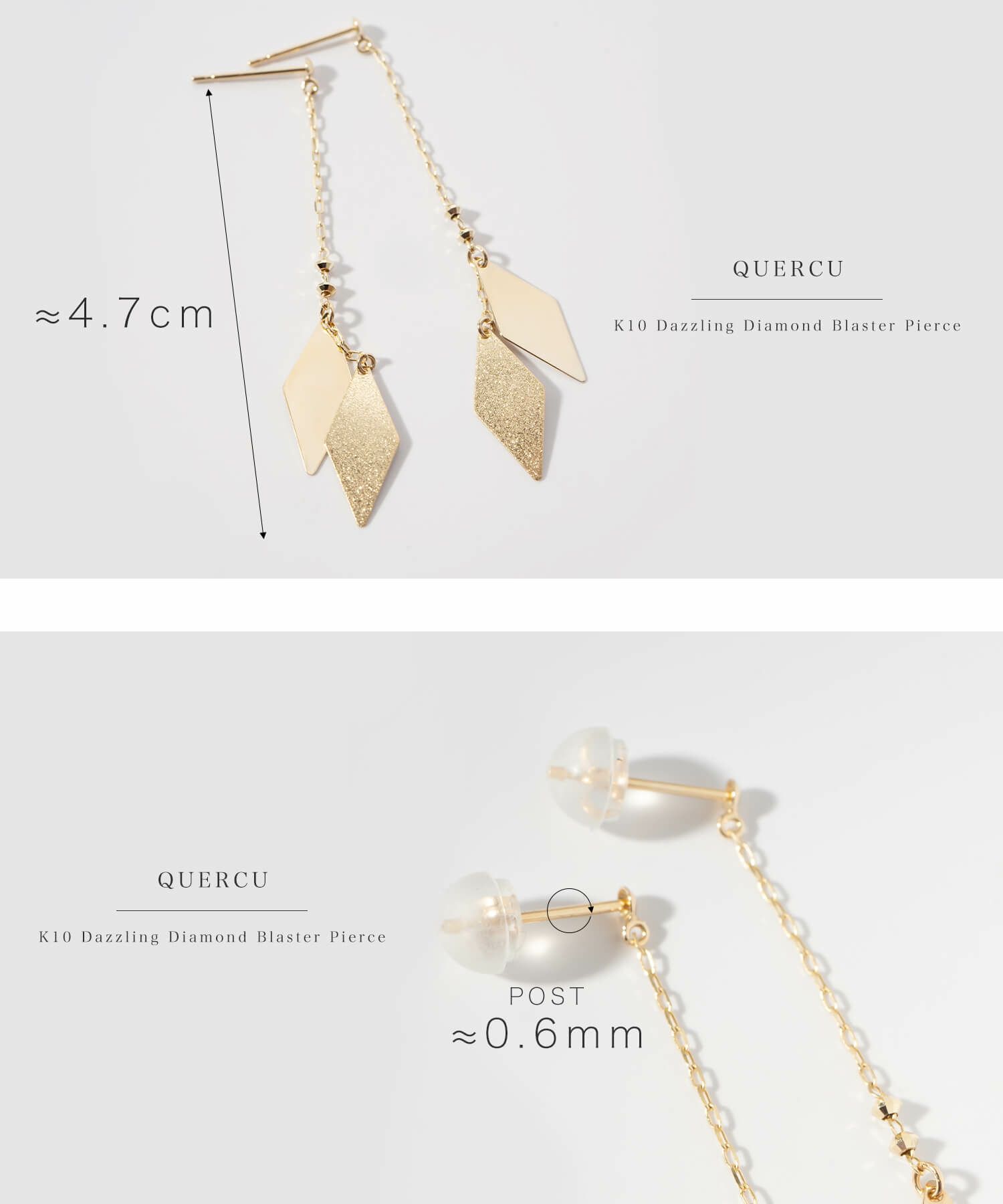 ひし形ゴールドピアスアレルギー対応シンプル【quercuクエルク】ピアスゴールドロング揺れるピアスレディース20代30代40代50代普段使いシンプルk10ネックレスチェーン10k10金クリスマスプレゼント彼女ギフト還暦祝い女性プレゼントかわいい