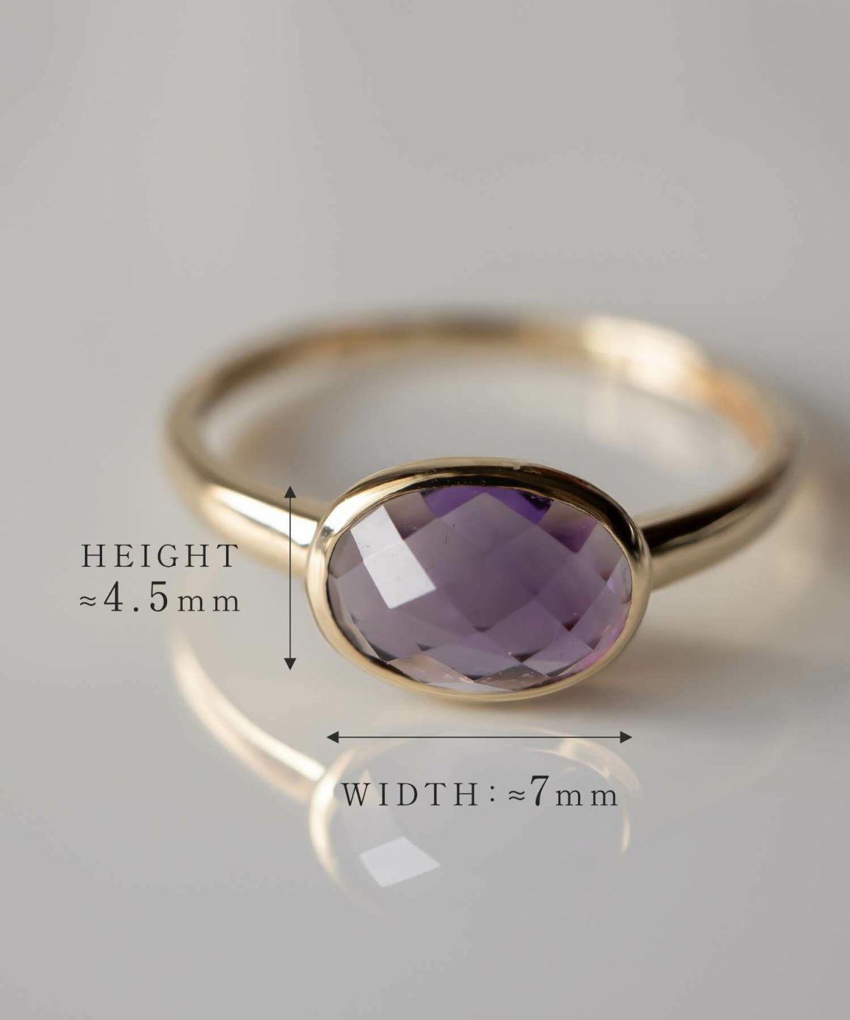 アメジストリング天然石イエローゴールド【gloa-tva-ringグロア・トヴォ】パワーストーンk10リング指輪大粒10K金属アレルギー対応楕円オーバル10金k10色ーゴールドアメシスト指輪おしゃれシンプル大ぶり誕生石リング大きい石お守り