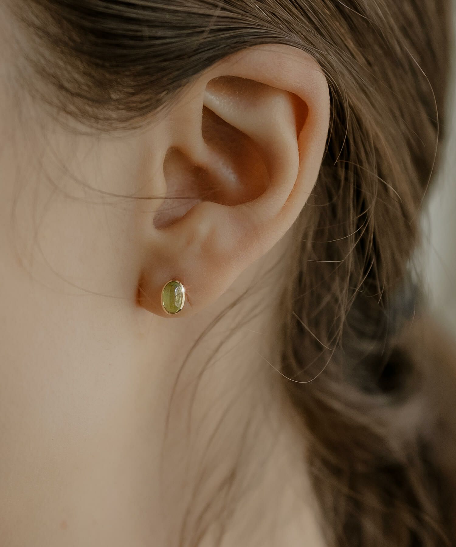 ペリドット ピアス 18金 18k 金 天然石 【enlille-oliva エンリル  
