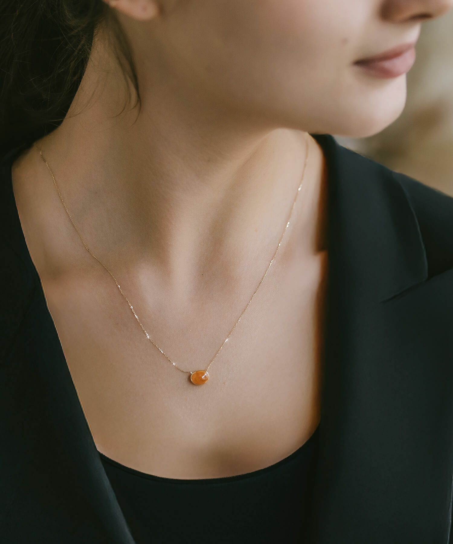 天然石ネックレスミルキーアクアマリンマンダリンガーネット【elia-treエリア・トレ】ネックレス大粒ペンダントトップ10K金属アレルギー対応楕円オーバル10金k10色ーゴールドオパールおしゃれシンプル誕生石ネックレスパワーストーンお守りオレンジ